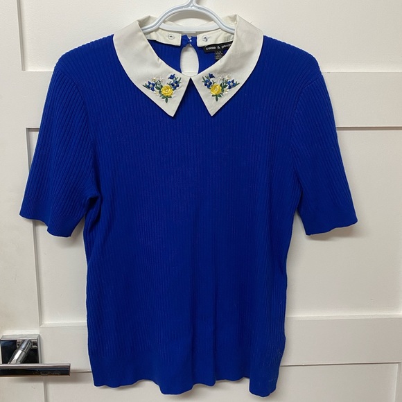 Sweater top with embroidered collar - Picture 1 of 5